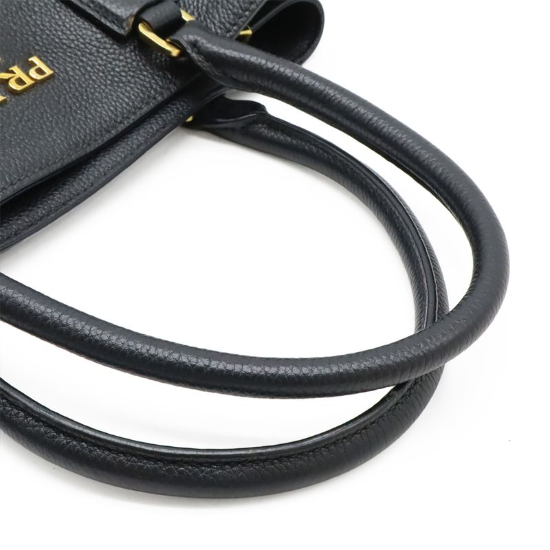 Prada Tote 2-Way Shoulder Bag Leather Black Gold Hardware 1 Ba239 — view 5