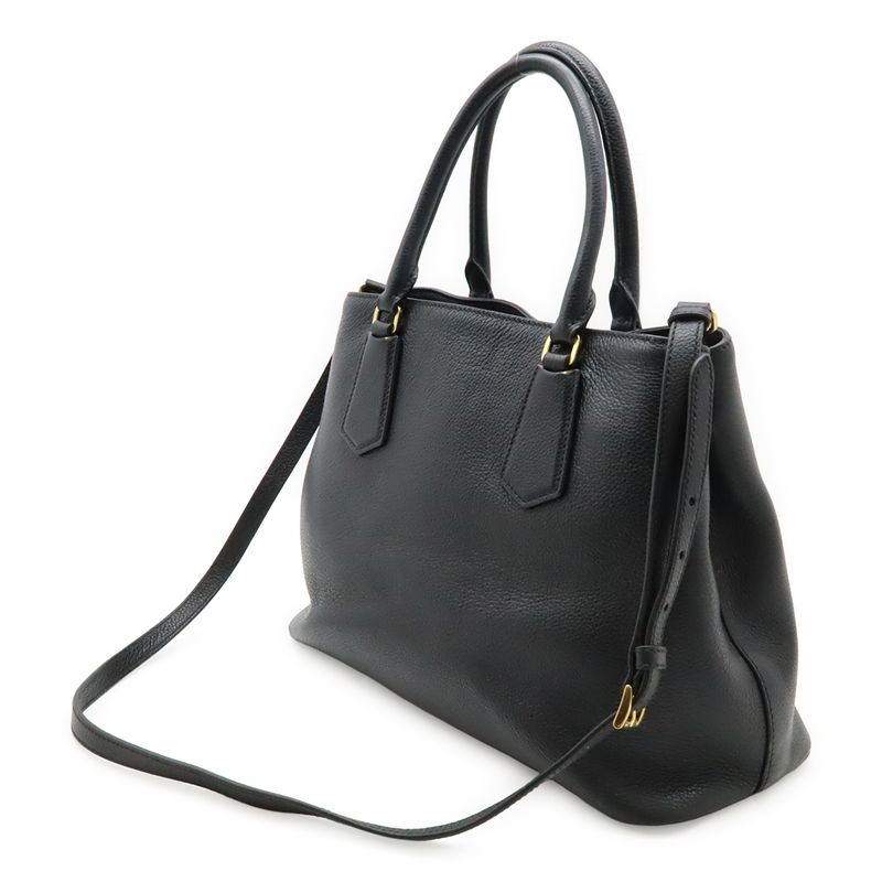 Prada Tote 2-Way Shoulder Bag Leather Black Gold Hardware 1 Ba239 — view 2