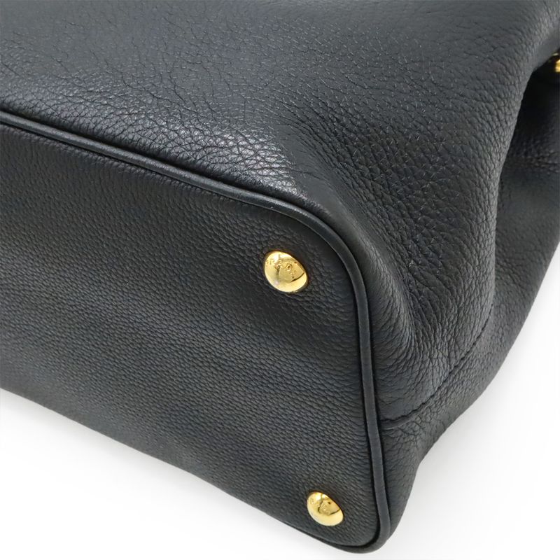 Prada Tote 2-Way Shoulder Bag Leather Black Gold Hardware 1 Ba239 — view 3