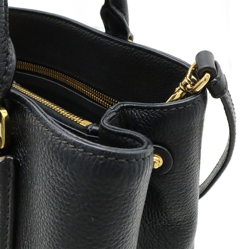 Prada Tote 2-Way Shoulder Bag Leather Black Gold Hardware 1 Ba239 — view 4