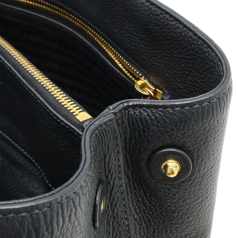 Prada Tote 2-Way Shoulder Bag Leather Black Gold Hardware 1 Ba239 — view 7