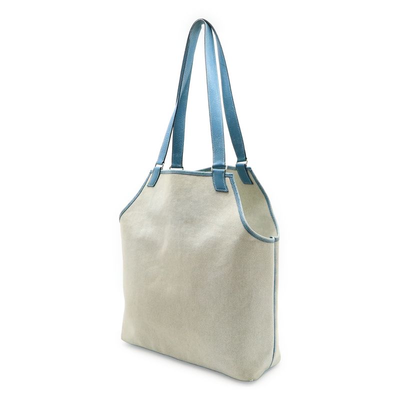 Hermes Jardinier PM Tote Bag Toile Ash Leather Blue — view 2