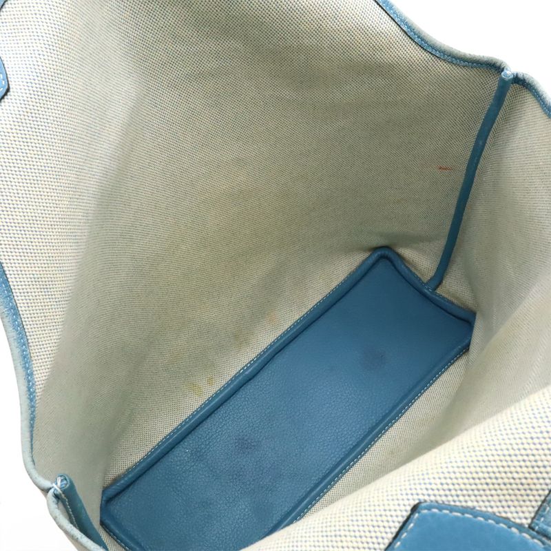 Hermes Jardinier PM Tote Bag Toile Ash Leather Blue — view 7