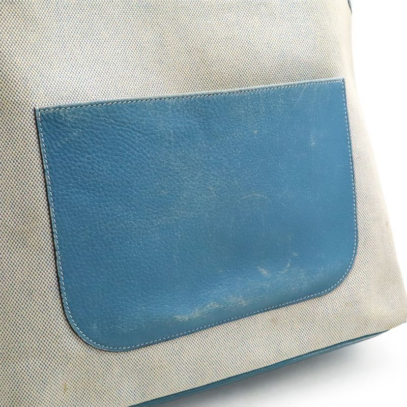 Hermes Jardinier PM Tote Bag Toile Ash Leather Blue — view 6