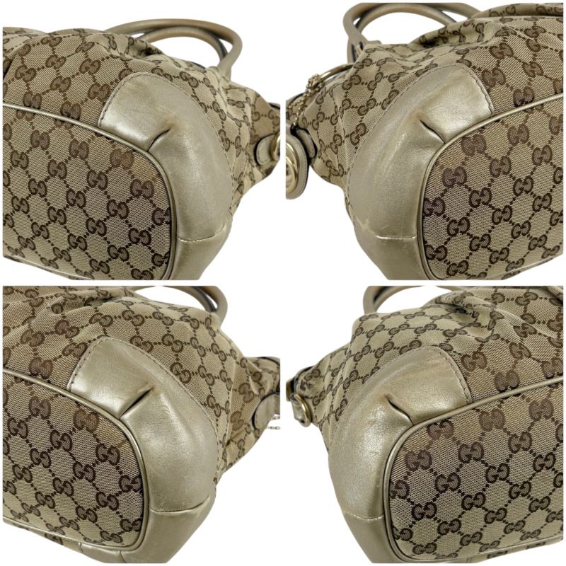 Gucci Sookie 2-Way Shoulder Bag Handbag GG Canvas Gold with Brown Charm — view 6