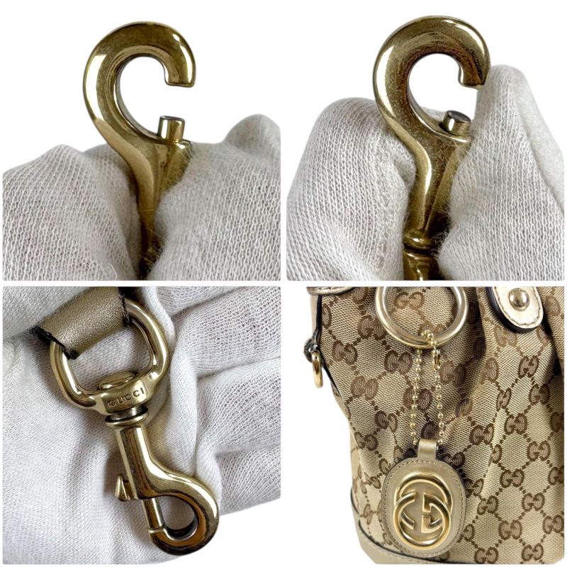 Gucci Sookie 2-Way Shoulder Bag Handbag GG Canvas Gold with Brown Charm — view 8