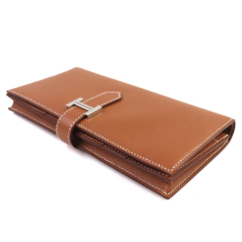 Hermes Bearn Souffle Vaume D'adam Gold Silver Hardware H Logo Long Wallet — view 4