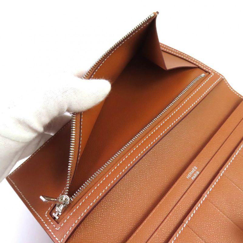 Hermes Bearn Souffle Vaume D'adam Gold Silver Hardware H Logo Long Wallet — view 7