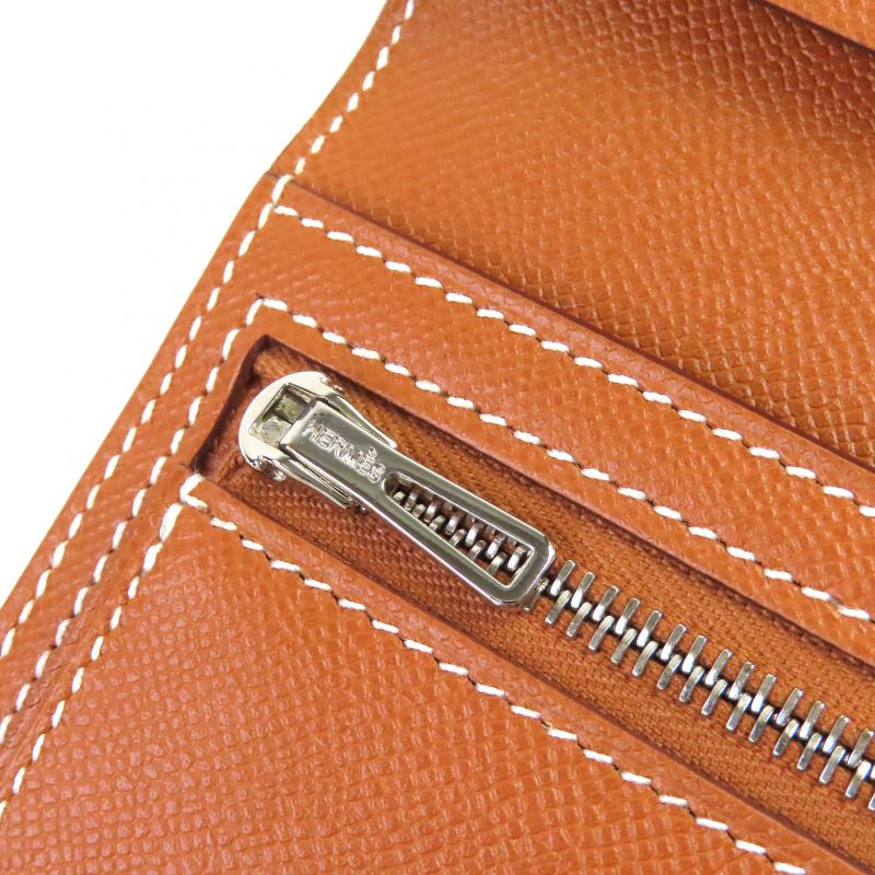 Hermes Bearn Souffle Vaume D'adam Gold Silver Hardware H Logo Long Wallet — view 9
