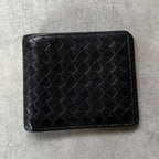 Bottega Veneta Intrecciato Bifold Wallet Billfold Black Calf Leather — view 6