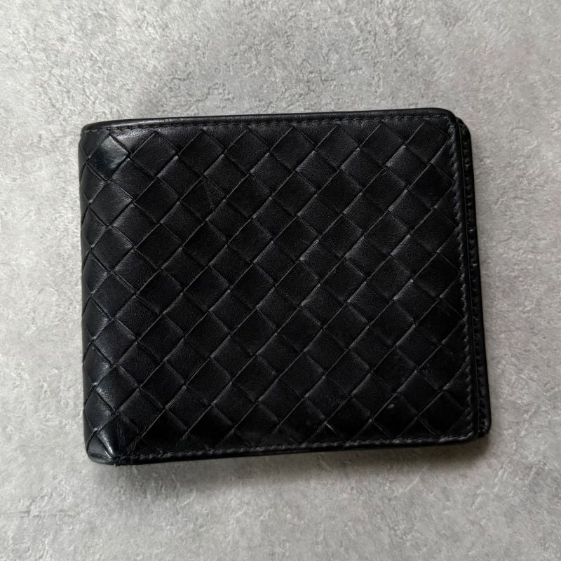 Bottega Veneta Intrecciato Bifold Wallet Billfold Black Calf Leather — view 6