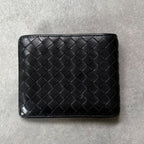 Bottega Veneta Intrecciato Bifold Wallet Billfold Black Calf Leather — view 5