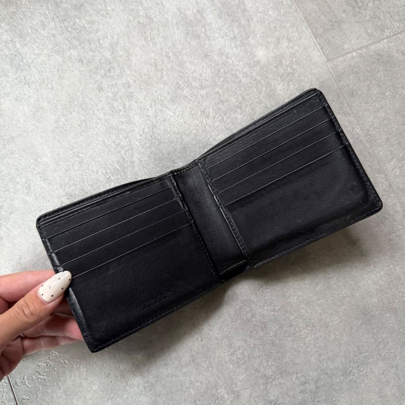 Bottega Veneta Intrecciato Bifold Wallet Billfold Black Calf Leather — view 7