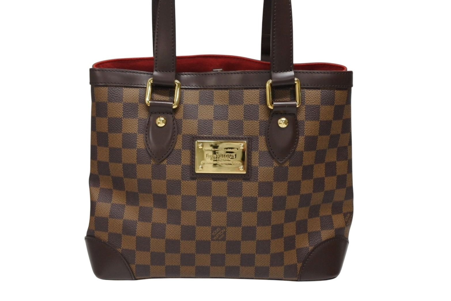 Louis Vuitton Damier Hampstead PM Handbag Brown Logo Gold — view 2
