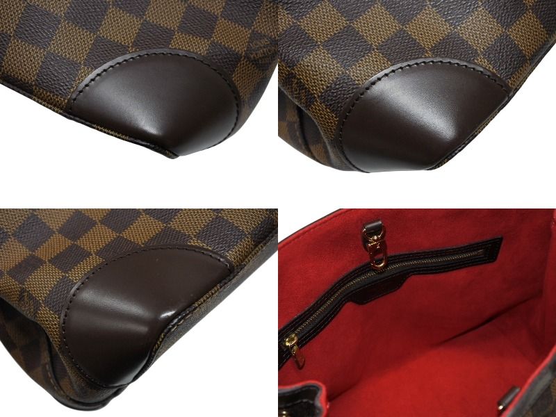 Louis Vuitton Damier Hampstead PM Handbag Brown Logo Gold — view 7