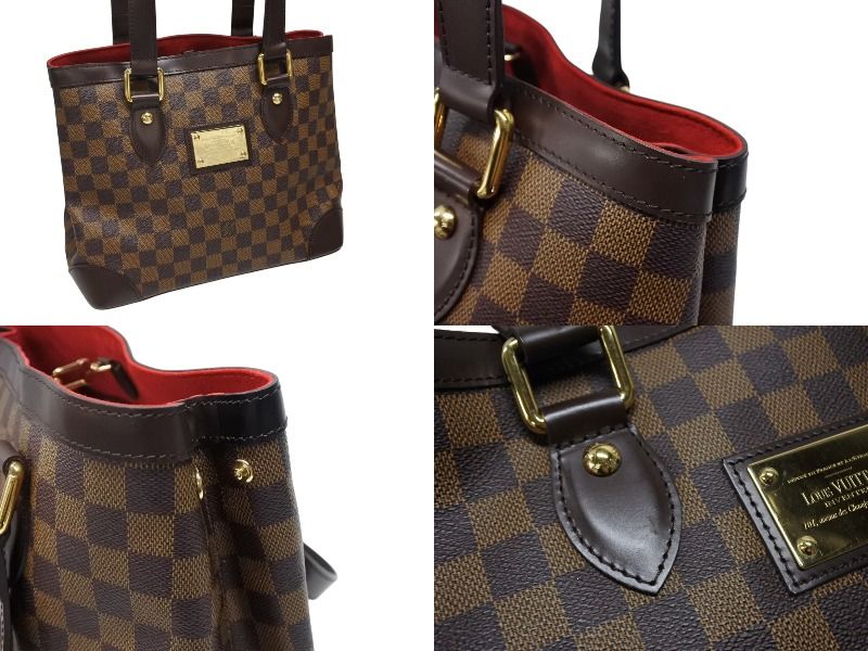 Louis Vuitton Damier Hampstead PM Handbag Brown Logo Gold — view 4