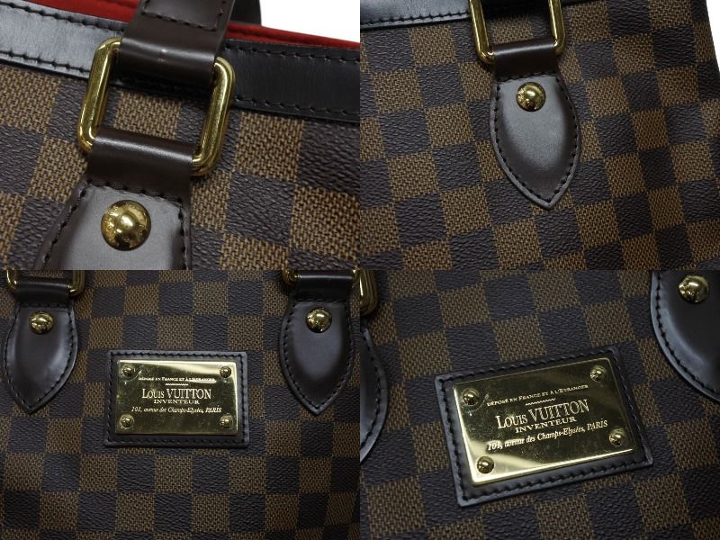 Louis Vuitton Damier Hampstead PM Handbag Brown Logo Gold — view 5