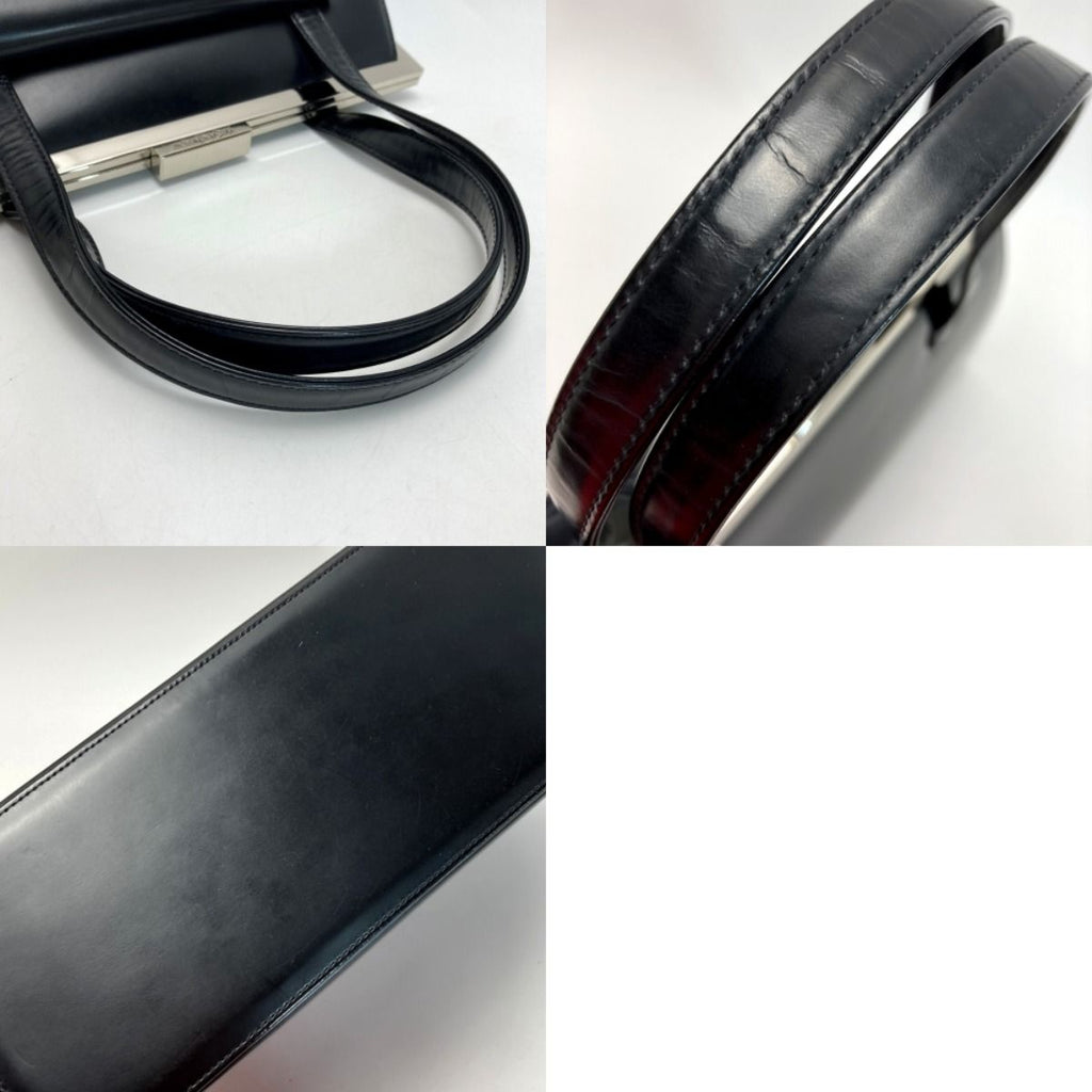 Yves Saint Laurent Clasp Handbag Black Leather Hotei — view 9