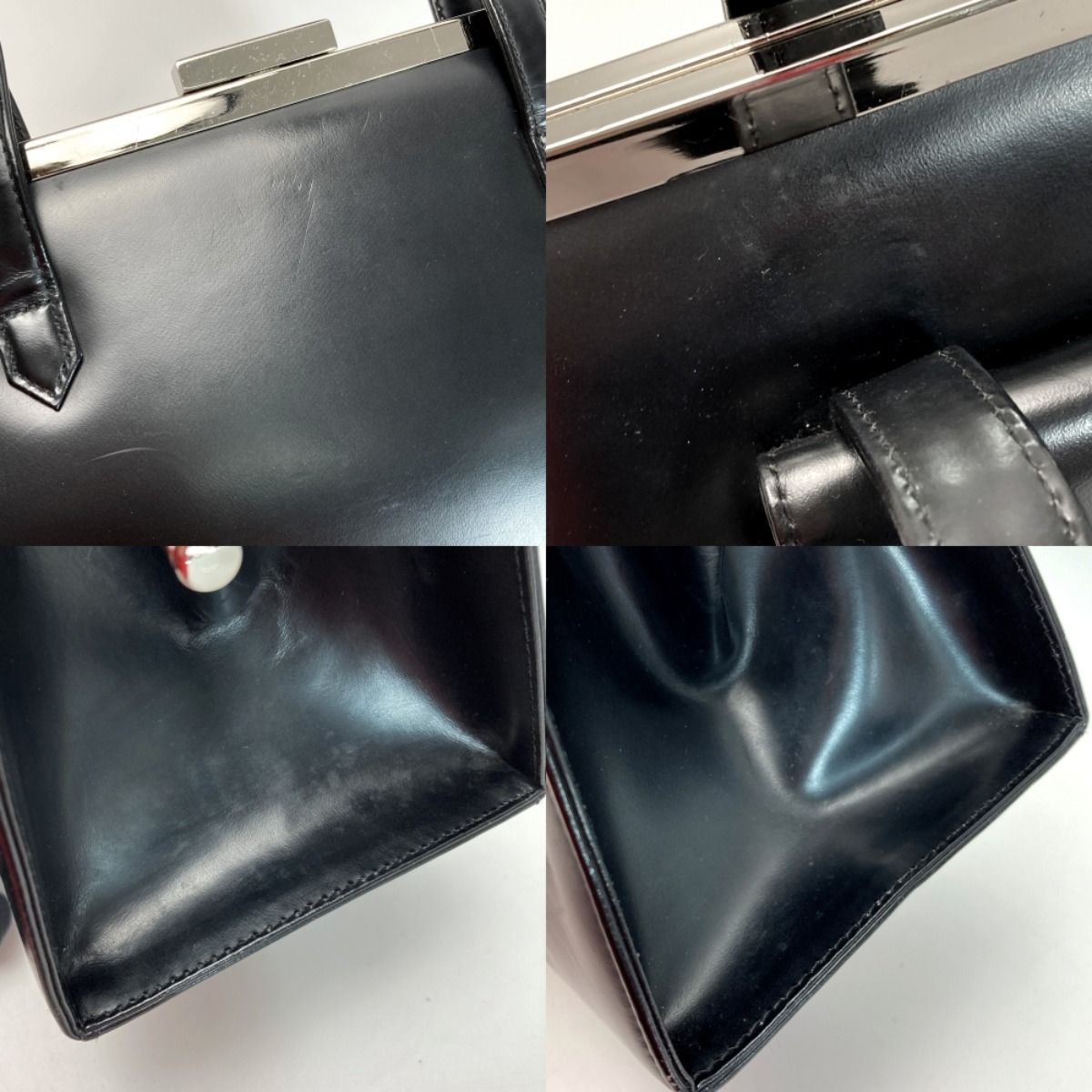 Yves Saint Laurent Clasp Handbag Black Leather Hotei — view 7