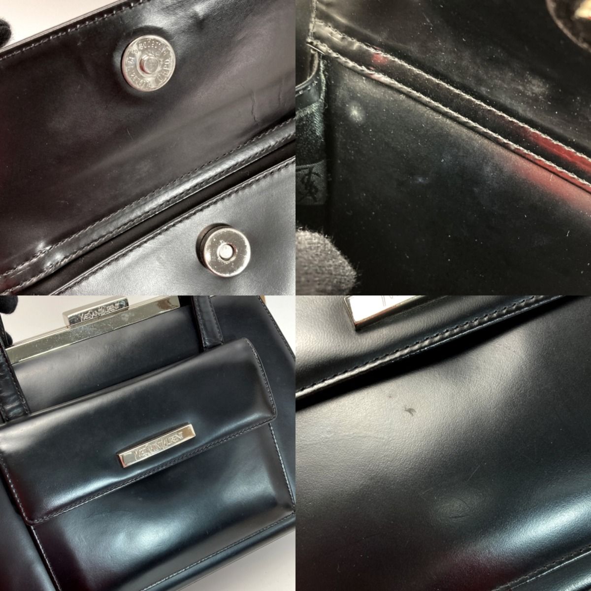 Yves Saint Laurent Clasp Handbag Black Leather Hotei — view 6