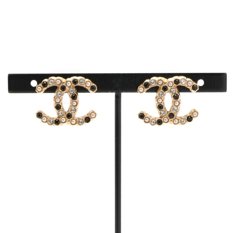 Chanel Earrings Gold Coco Mark Rhinestone — view 7
