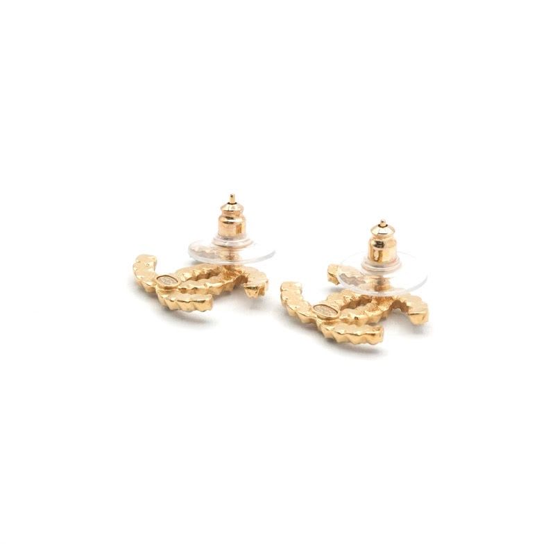 Chanel Earrings Gold Coco Mark Rhinestone — view 4