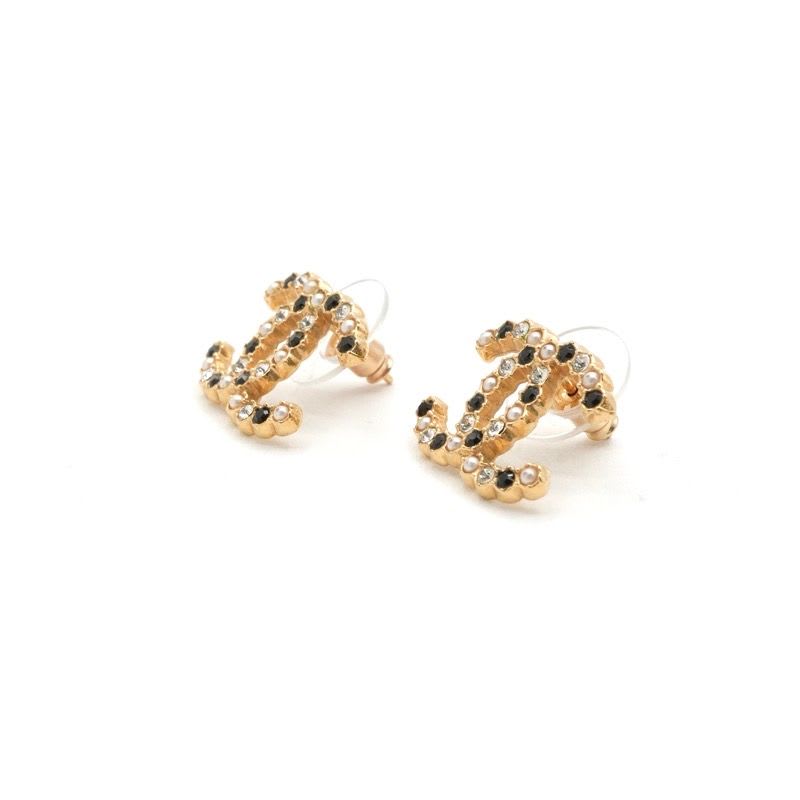 Chanel Earrings Gold Coco Mark Rhinestone — view 3