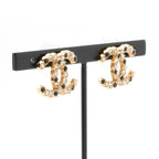 Chanel Earrings Gold Coco Mark Rhinestone — view 8