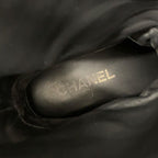 Chanel Boots Long Shoes Suede Shearling Black Gold Coco Mark Studs Lace Up — view 7