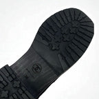Chanel Boots Long Shoes Suede Shearling Black Gold Coco Mark Studs Lace Up — view 8