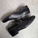 Gucci Horsebit Loafer Wingtip Leather Black Gold Silver Hardware Business Shoes — view 4