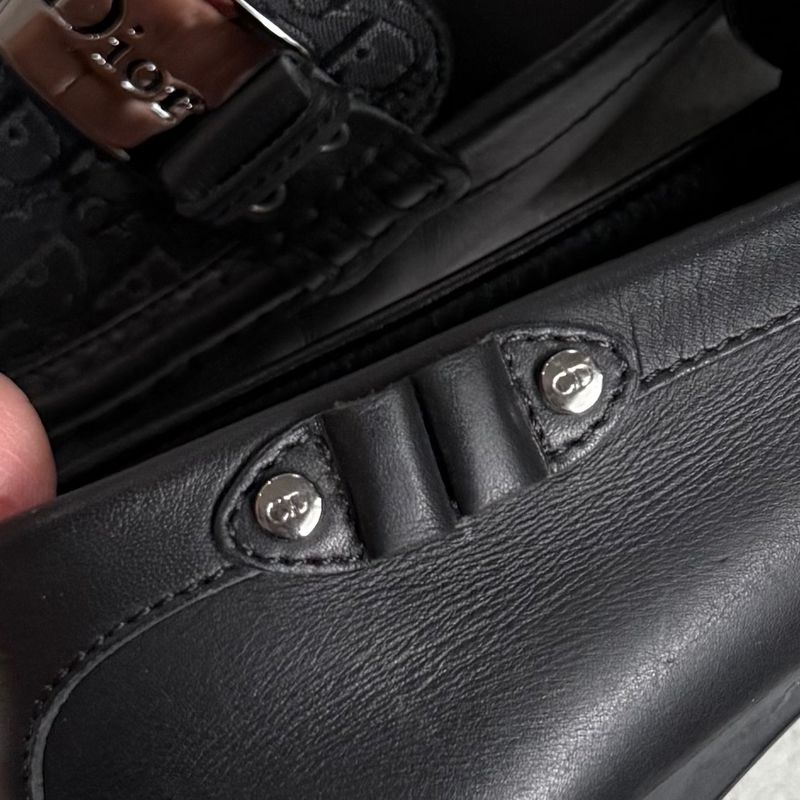 Christian Dior Trotter Logo Plate Driving Shoes Canvas Leather Loafers Black — view 6