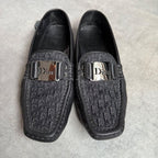 Christian Dior Trotter Logo Plate Driving Shoes Canvas Leather Loafers Black — view 7
