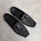Christian Dior Trotter Logo Plate Driving Shoes Canvas Leather Loafers Black — view 2