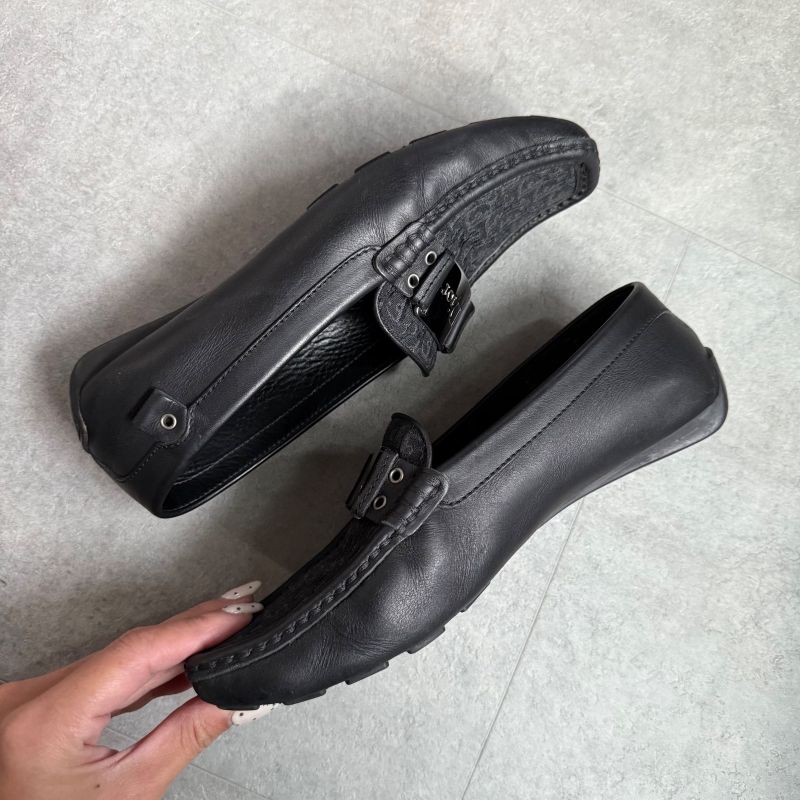 Christian Dior Trotter Logo Plate Driving Shoes Canvas Leather Loafers Black — view 5