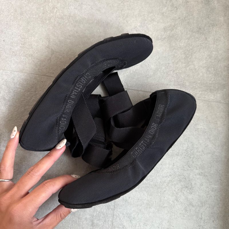 Christian Dior J'a Logo Design Flat Shoes Ribbon Ballet Pumps 36 — view 5