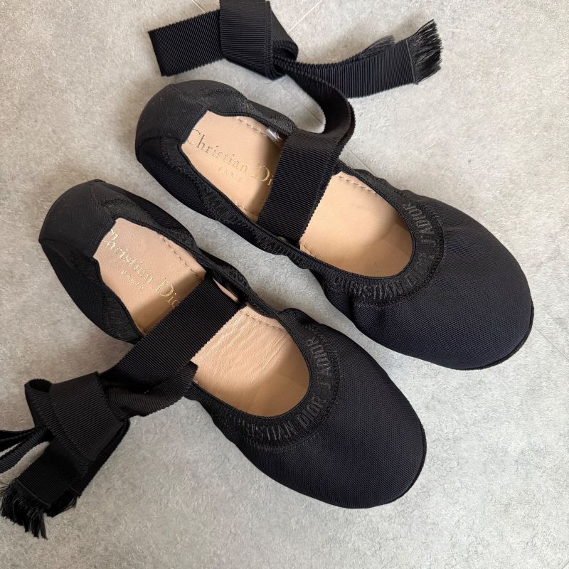 Christian Dior J'a Logo Design Flat Shoes Ribbon Ballet Pumps 36 — view 2