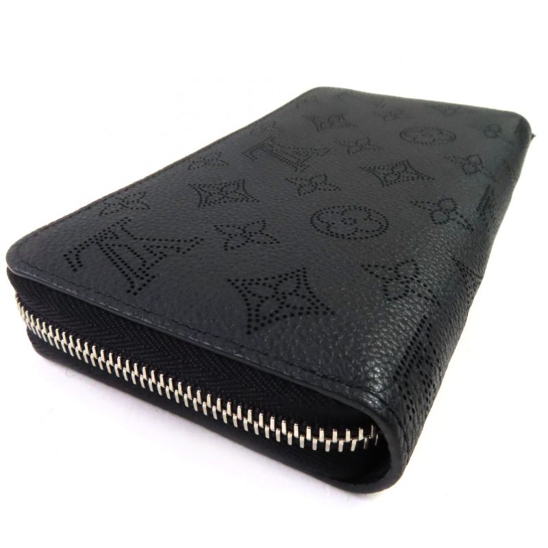 Louis Vuitton Zippy Wallet Mahina Noir Black Monogram Leather Round — view 4