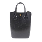 Gucci GG Super Mini Bag 2-Way Leather Shoulder Black — view 3