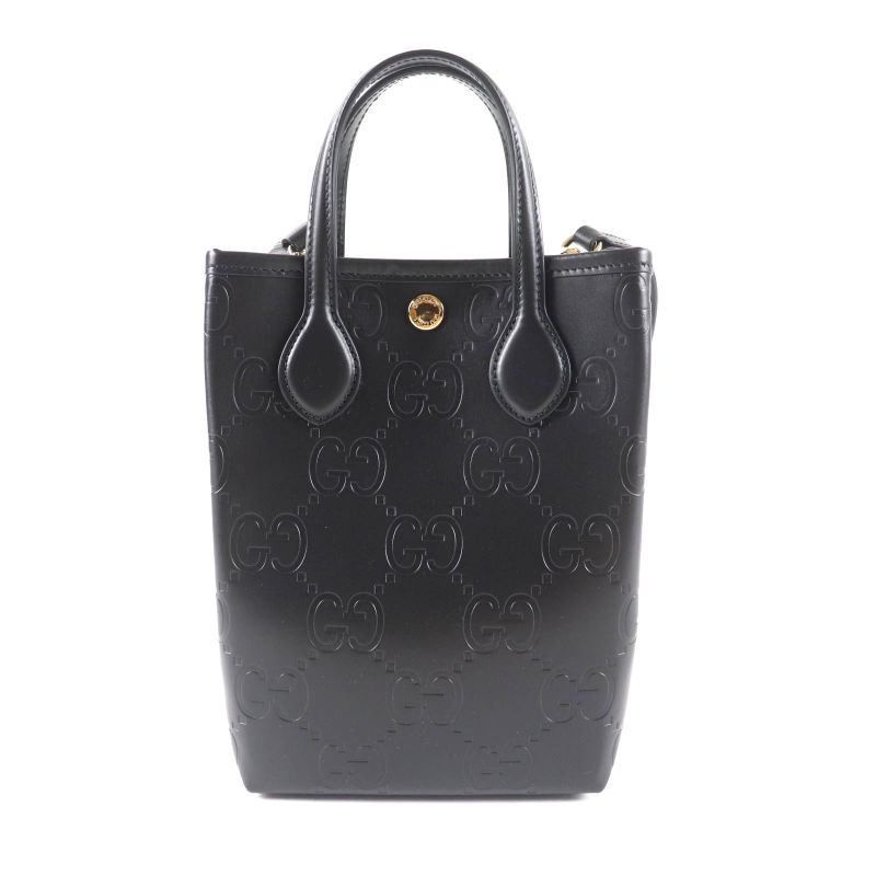 Gucci GG Super Mini Bag 2-Way Leather Shoulder Black — view 3