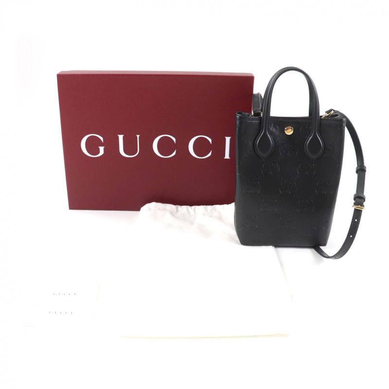 Gucci GG Super Mini Bag 2-Way Leather Shoulder Black — view 2