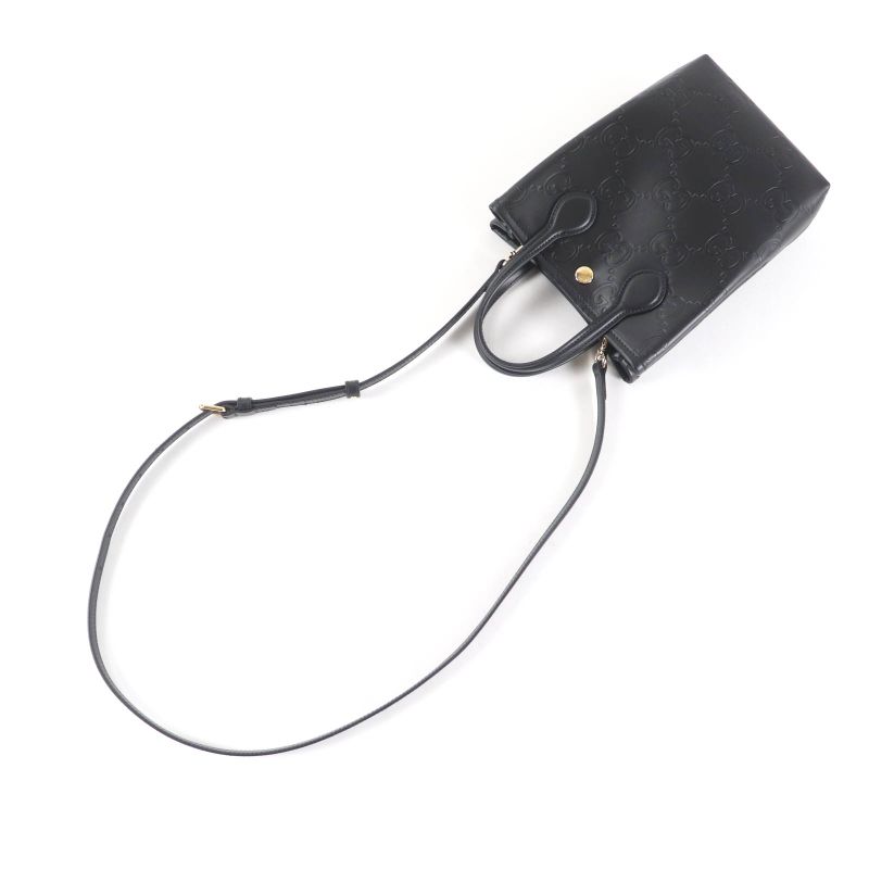 Gucci GG Super Mini Bag 2-Way Leather Shoulder Black — view 9