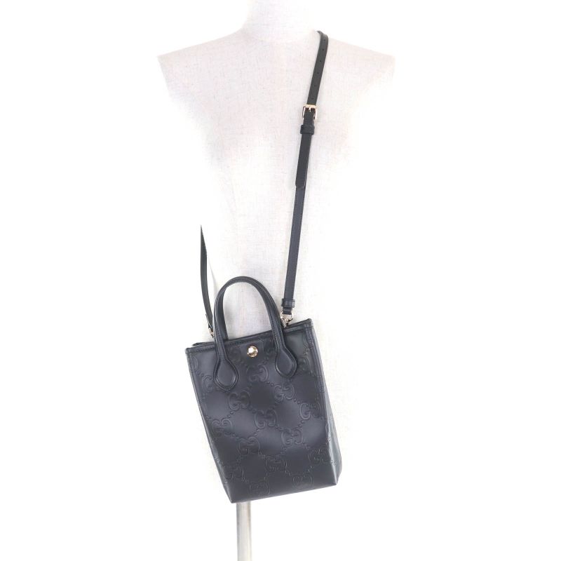 Gucci GG Super Mini Bag 2-Way Leather Shoulder Black — view 6