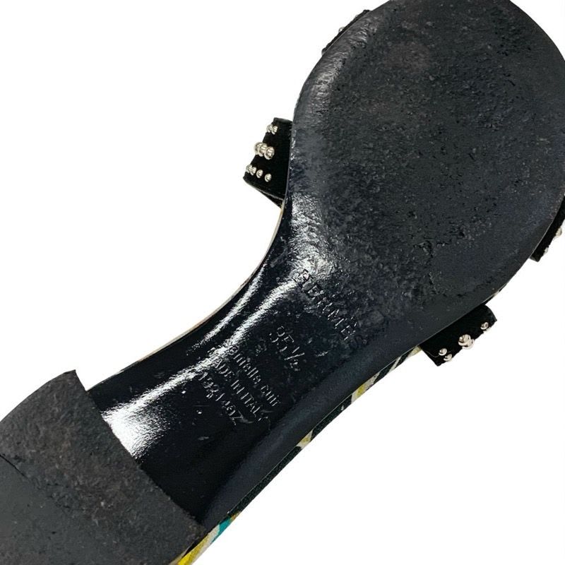 Hermes Oasis Sandals Shoes Suede Black Multicolor Studded Mules — view 7