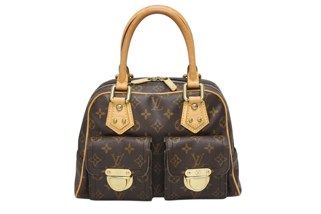 Louis Vuitton Manhattan PM Handbag Vachetta Leather Brown Gold