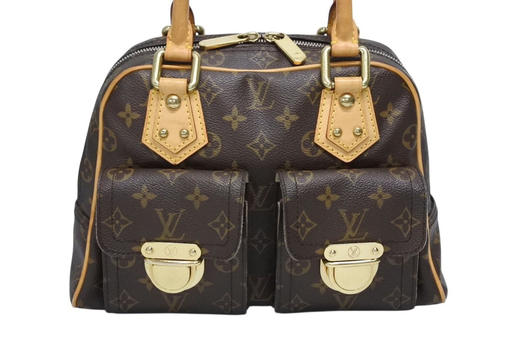 Louis Vuitton Manhattan PM Handbag Vachetta Leather Brown Gold — view 2