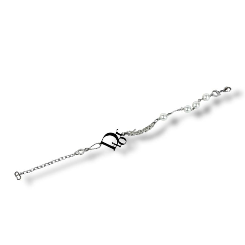 Christian Dior Silver Logo Plated Pearl Bracelet Hardware SV — view 4