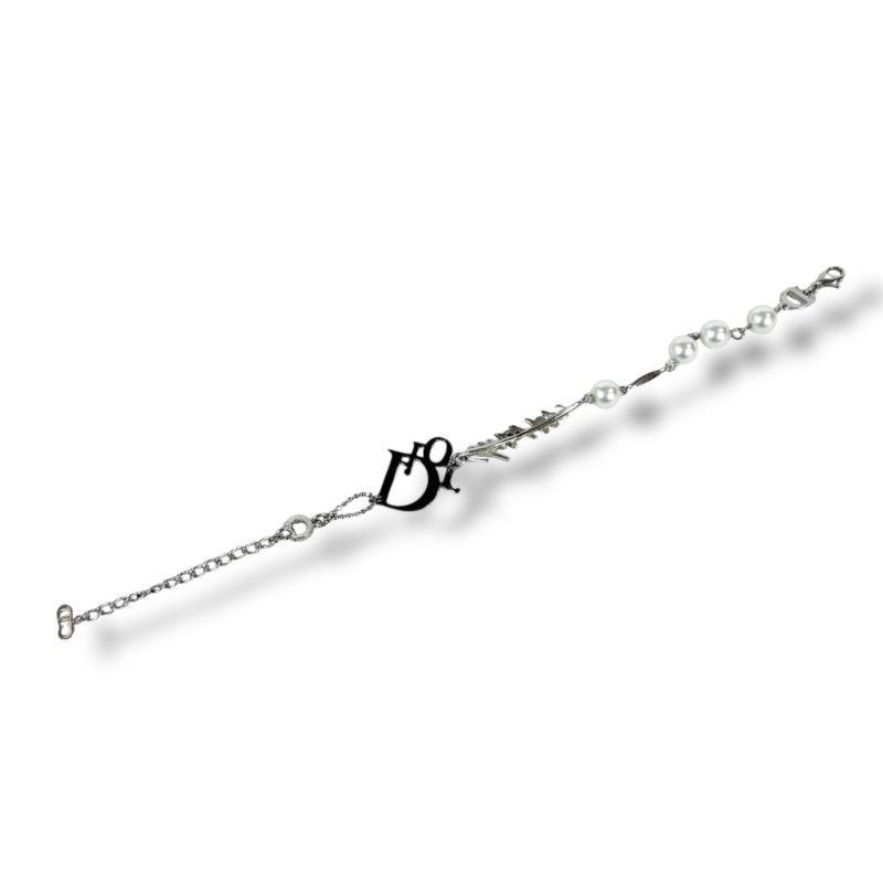 Christian Dior Silver Logo Plated Pearl Bracelet Hardware SV — view 5