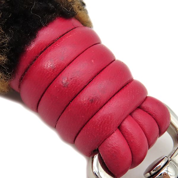 Fendi Shoulder Strap You Mini Mouton Leather Brown and Red Silver Hardware — view 6