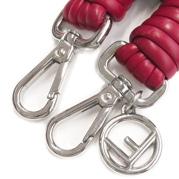 Fendi Shoulder Strap You Mini Mouton Leather Brown and Red Silver Hardware — view 3
